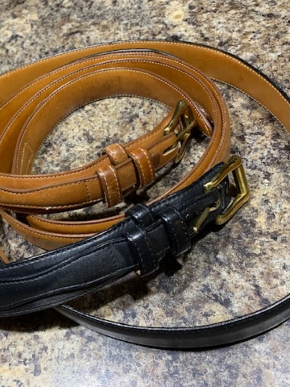 Two Leather Ranger Belts, Black & Brown, Length "50"